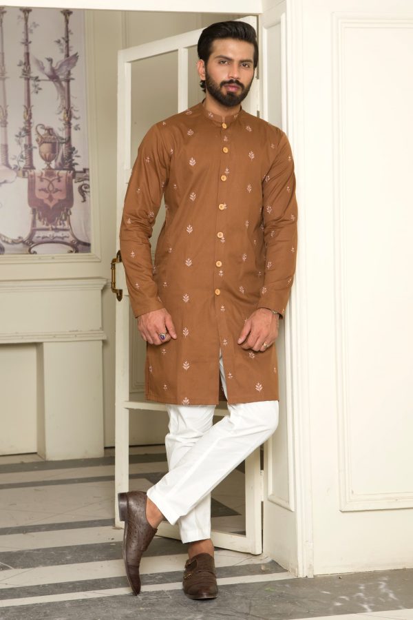 Sherwani Style Kurta with Front Buttons and Motifs