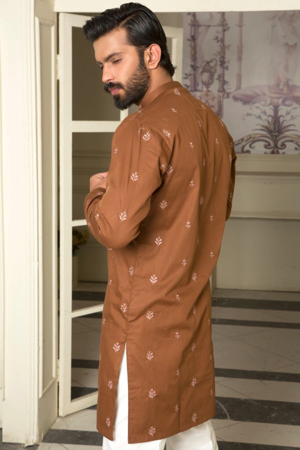 Sherwani Style Kurta with Front Buttons and Motifs - Image 2