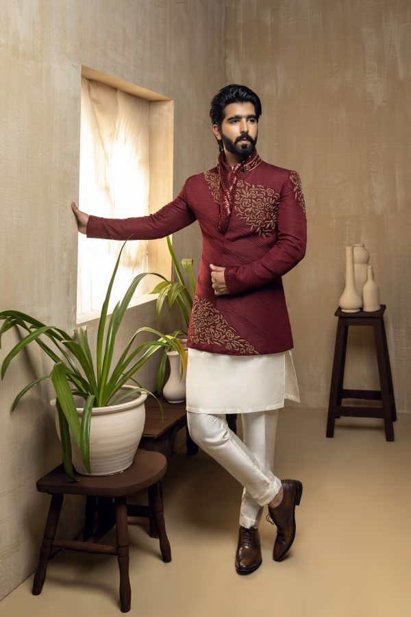 Maroon Pleated Prince Coat